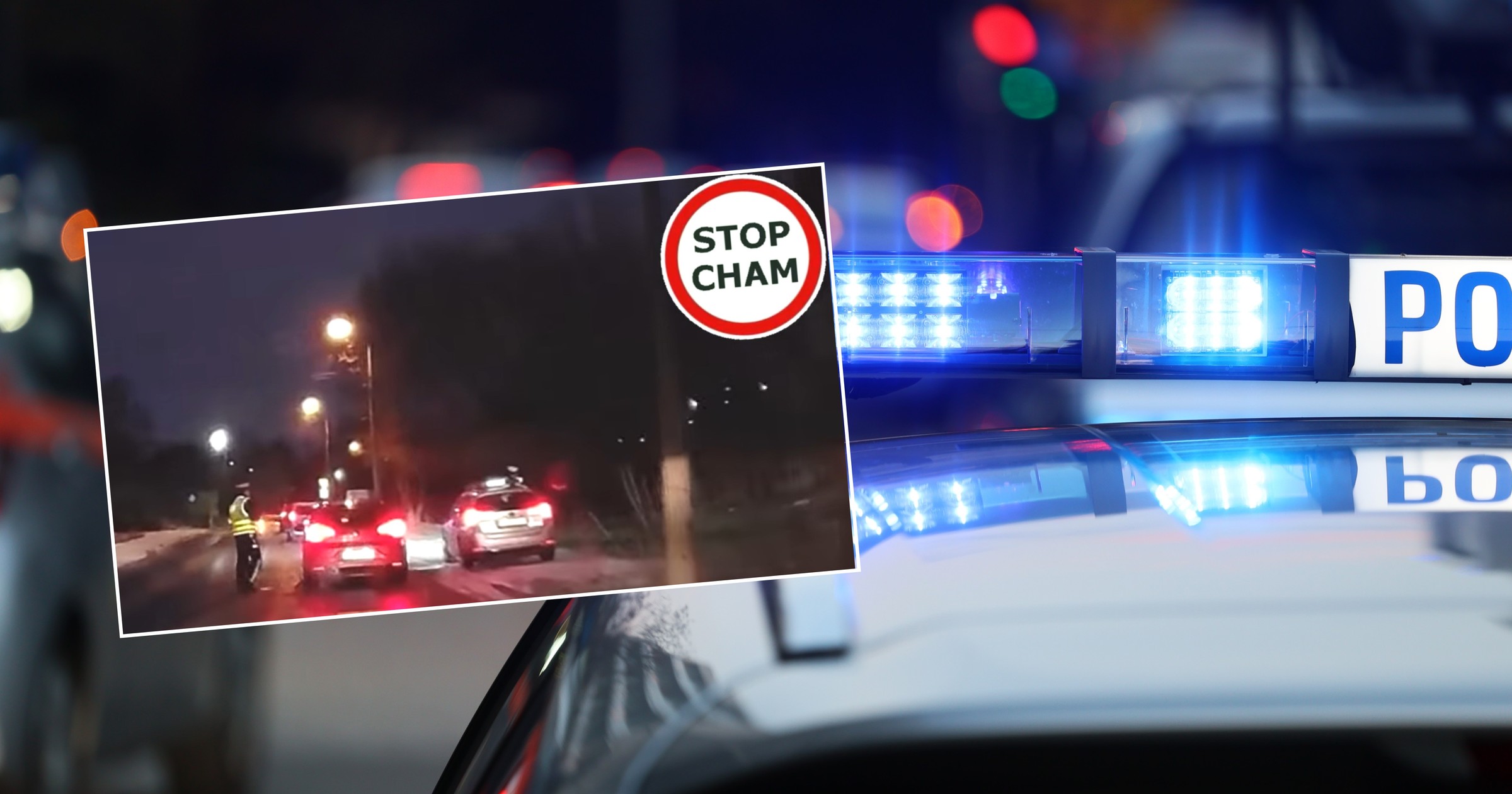 Kierowca nie zatrzymał się do kontroli, internauci patrzą na policjanta (Screen: YouTube/@STOPCHAM)