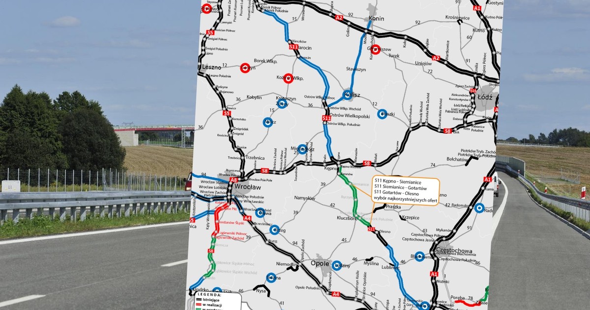 Mapa - S11 Kępno — Olesno