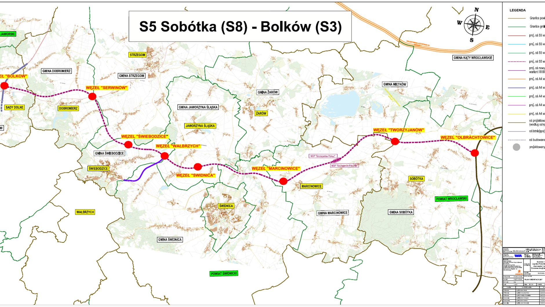 S3 Sobótka - Bolków - mapa orientacyjna