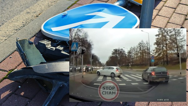 Lekcja pokory to za mało? To nagranie jest hitem – "mistrz driftu" staranował znak