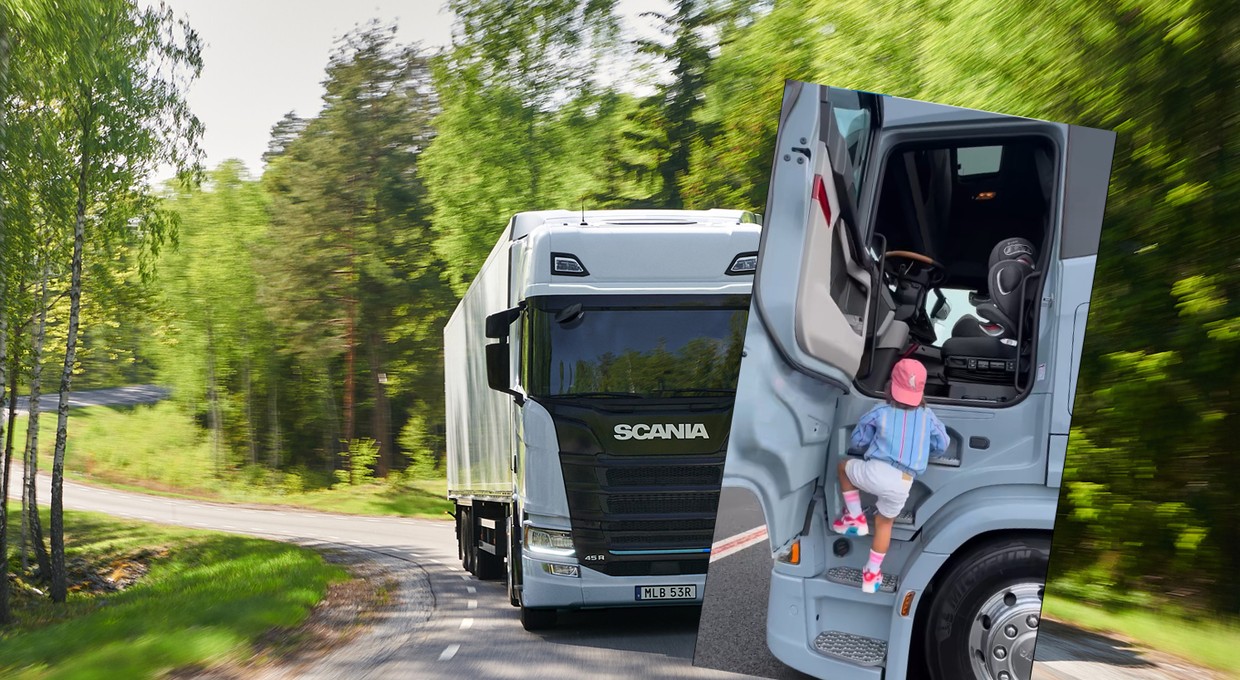 Czterolatek za kierownicą Scanii. Ani chwili się nie zawahał [WIDEO]