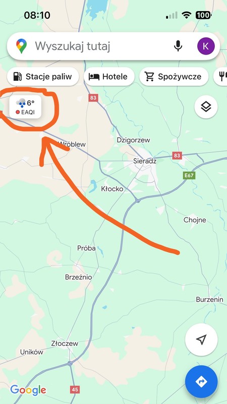 Aplikacja Google Maps (zdjęcie widoku ekranowego)