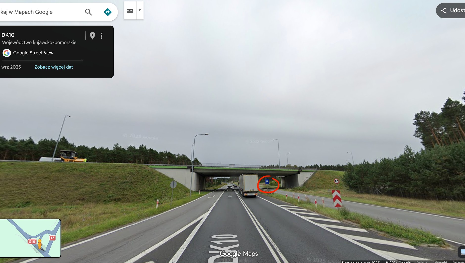 Fragment drogi S10 niedaleko Torunia
