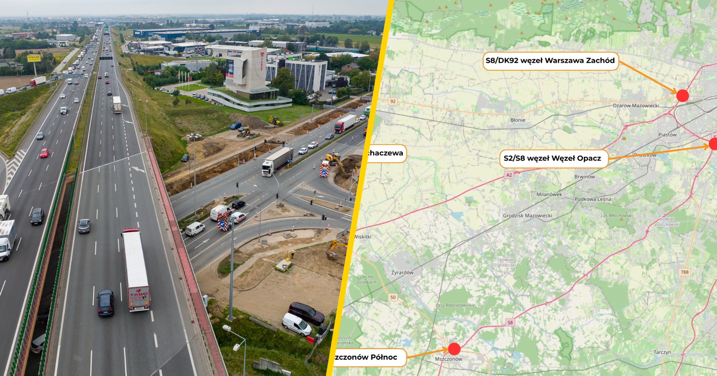 Mapa. Przygotowania do rozbudowy A2 nabierają tempa