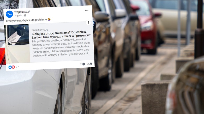 Kierowca śmieciarki nie mógł przejechać. Zaskakujący finał (fot. screen: Facebook/trojmiastopl)