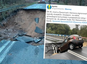 Powódź przerwała most w Żywocicach na DK45. Ten kierowca żałuje, że zaryzykował