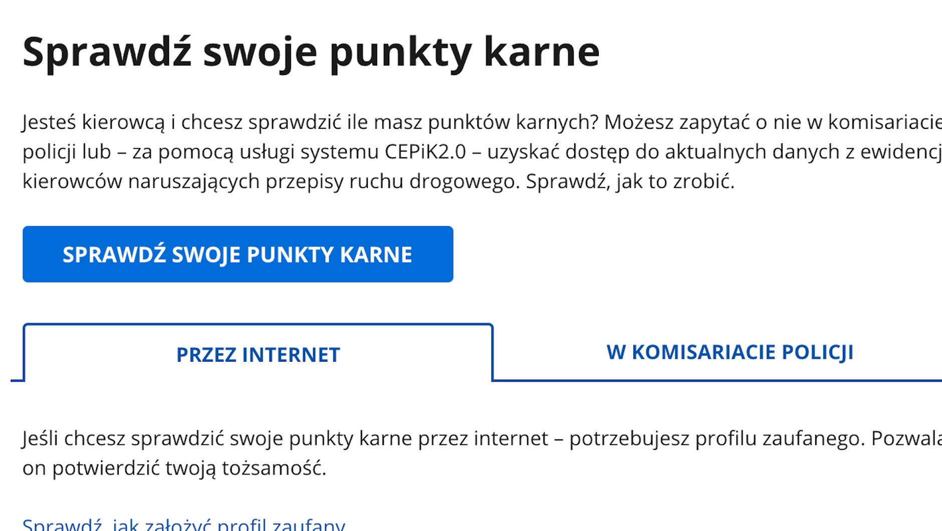 Każdy może sprawdzić swoje punkty karne