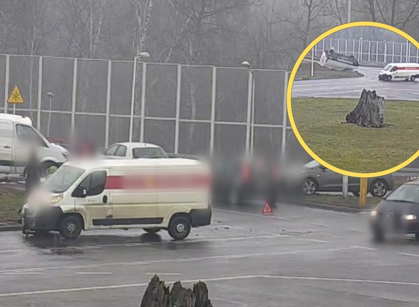 Mercedesa aż wyrzuciło w powietrze na rondzie. Do sieci trafiło nagranie [WIDEO]
