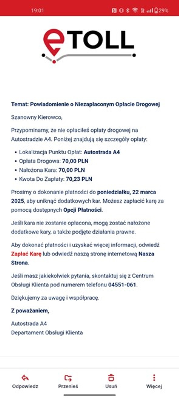 Oszustwo na e-TOLL