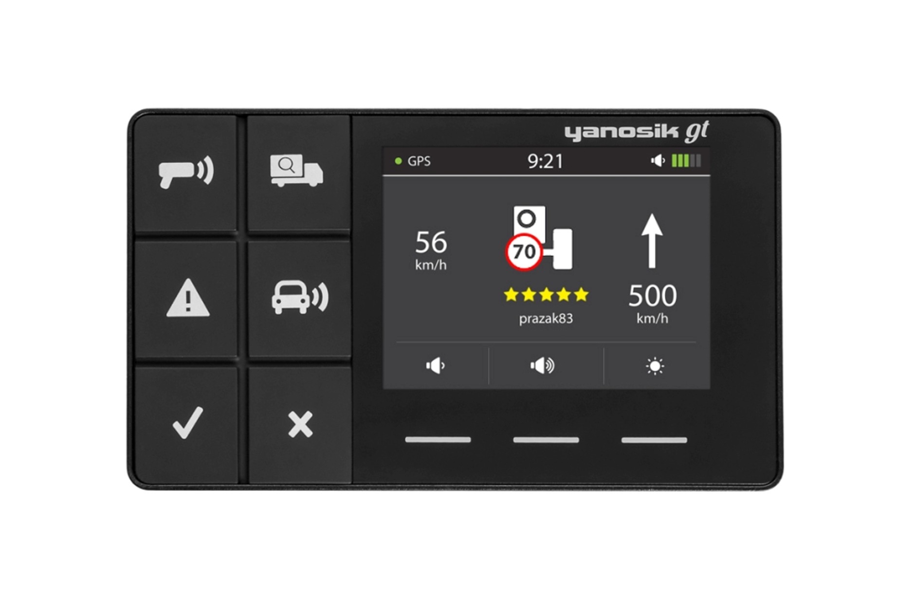 Wyświetlacz w Yanosiku GT nie jest dotykowy.