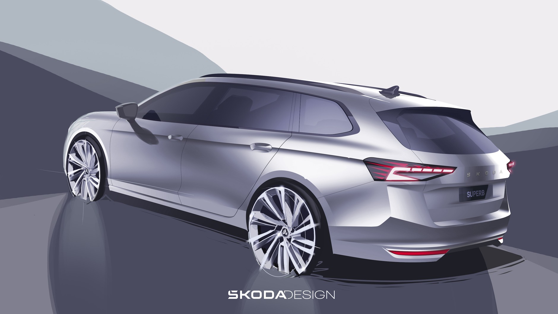 Nowa Skoda Superb na szkicach