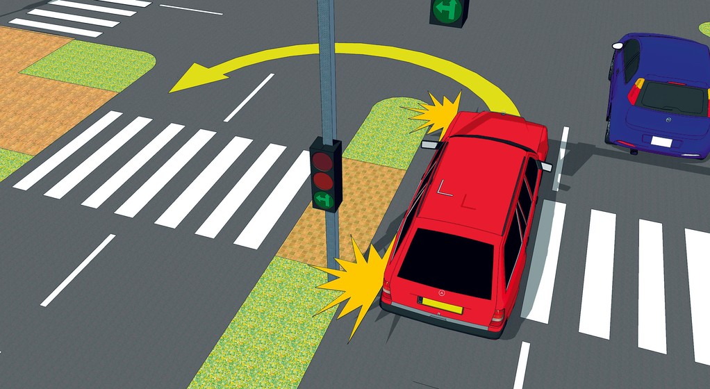 Zawracanie na zielonej strzałce w lewo