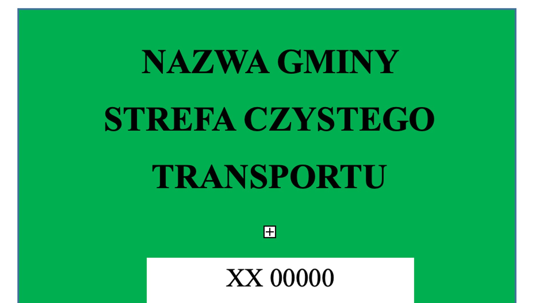 Wzór nalepki uprawniający do korzystania ze stref czystego transportu