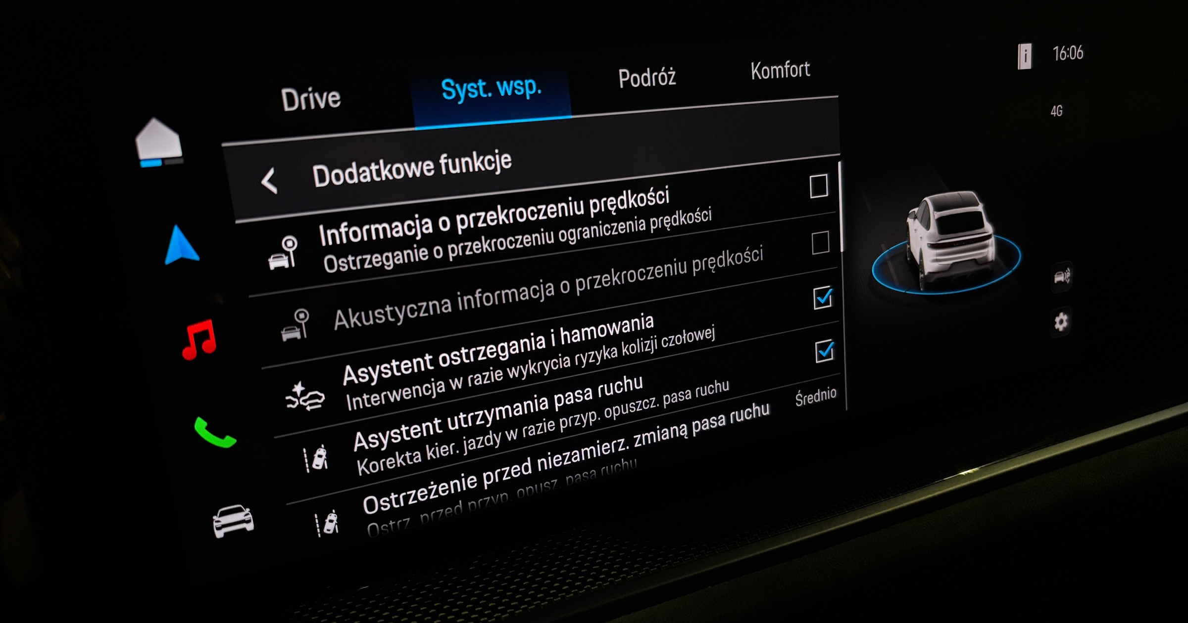 Dźwiękowa informacja o przekroczeniu ograniczenia prędkości