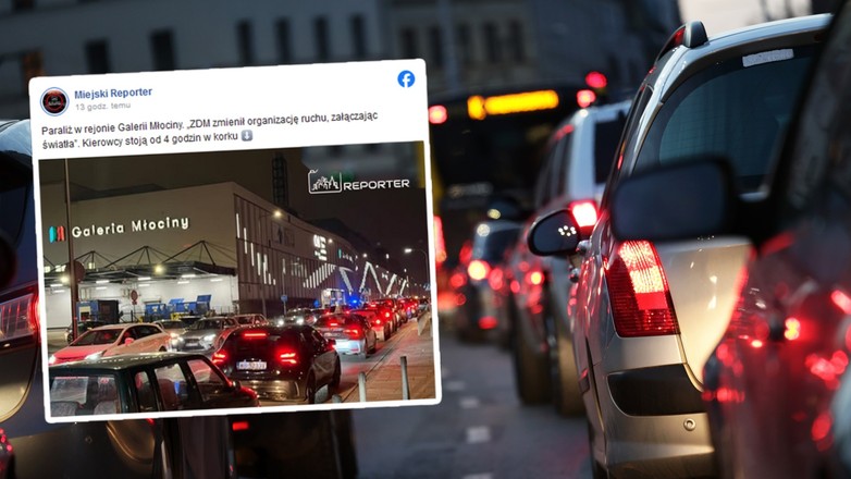 Korek przy wyjeździe z parkingu Galerii Młociny