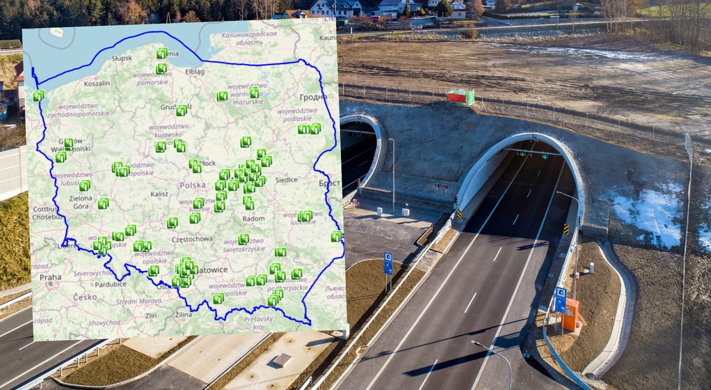 W Polsce jest ponad 60 odcinkowych pomiarów prędkości (OPP) (Zdjęcie mapy: www.canard.gitd.gov.pl)