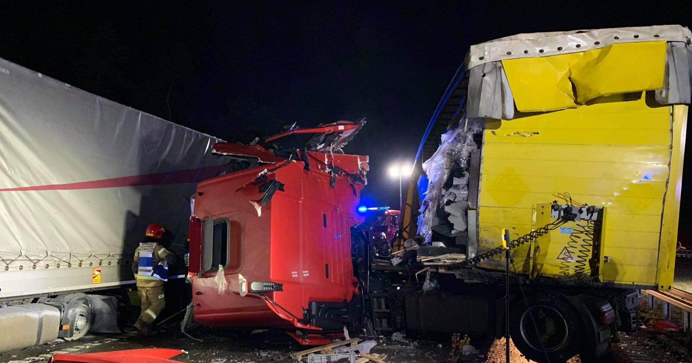 Wypadek na A1. Zdjęcie OSP Tąpkowice