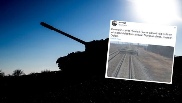 Rosyjskie czołgi skracają sobie drogę. Nagranie z rozpędzonego pociągu