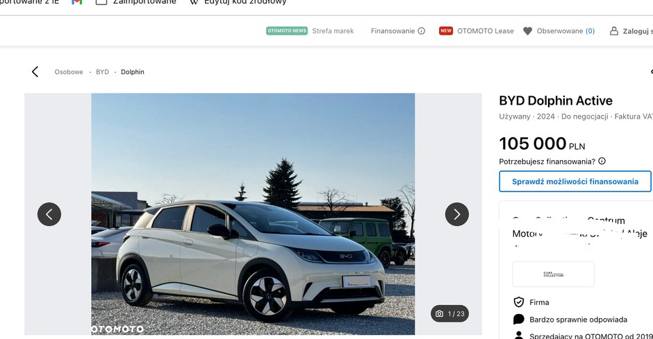Ogłoszenie z Otomoto: samochód nie ma jeszcze 100 km przebiegu, a już jest używany i z drugiej ręki