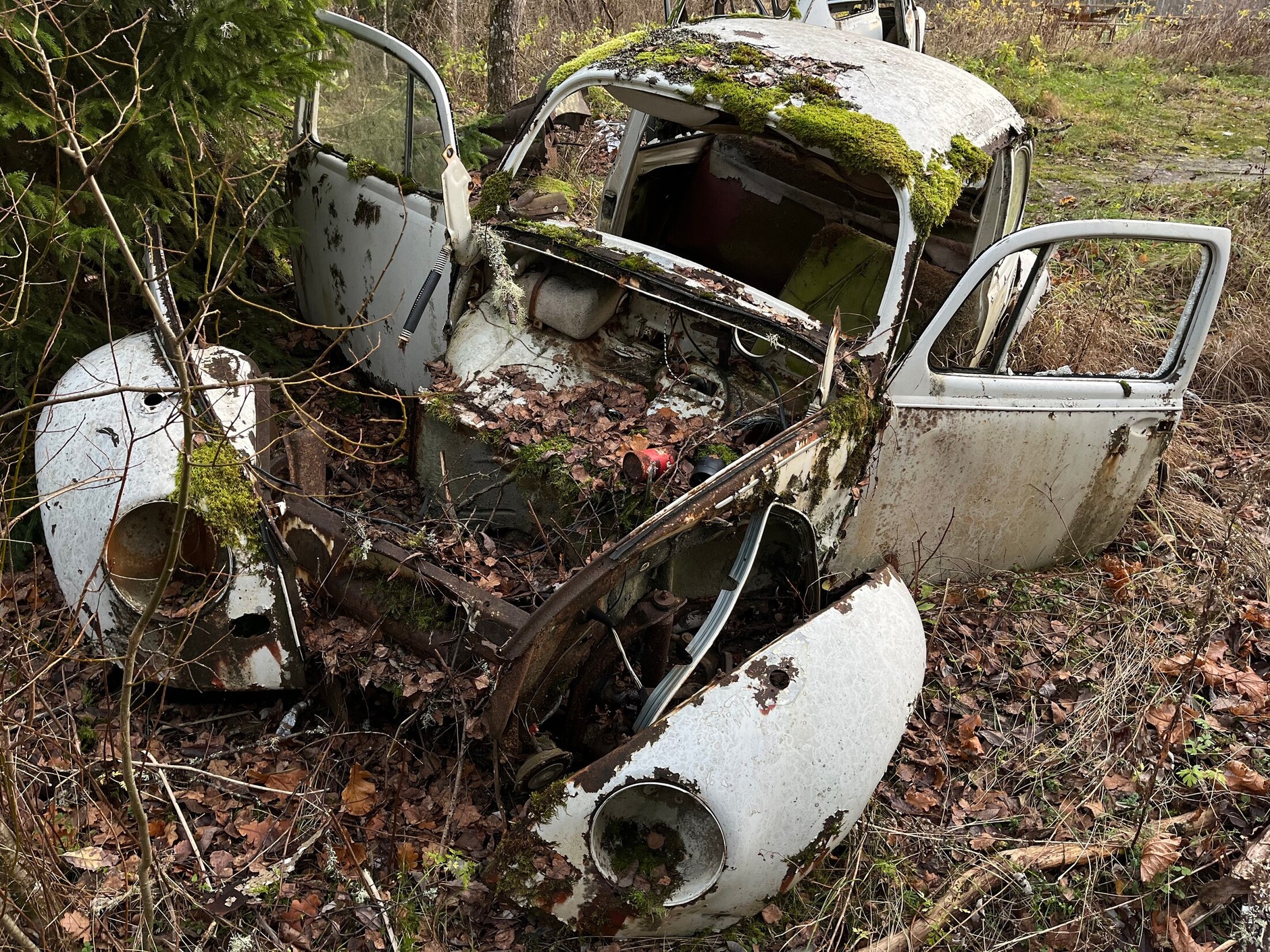 Cmentarzysko samochodów w Bastnas w Szwecji