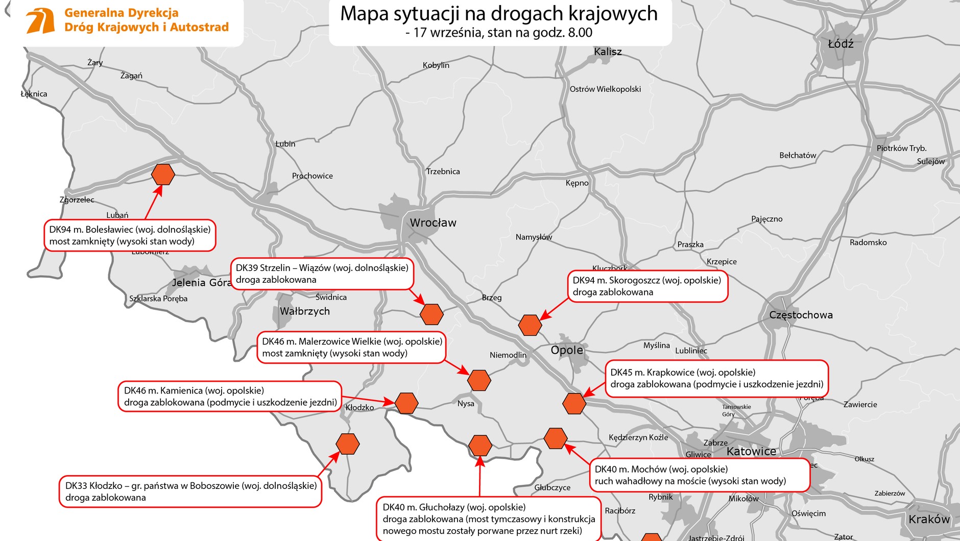 Sytuacja na drogach krajowych - 17 września