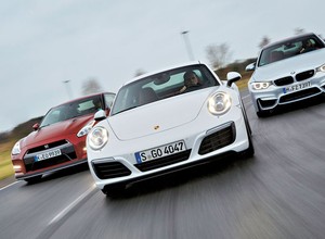 Porsche 911 kontra BMW M4 i Nissan GT-R - trio z biturbo