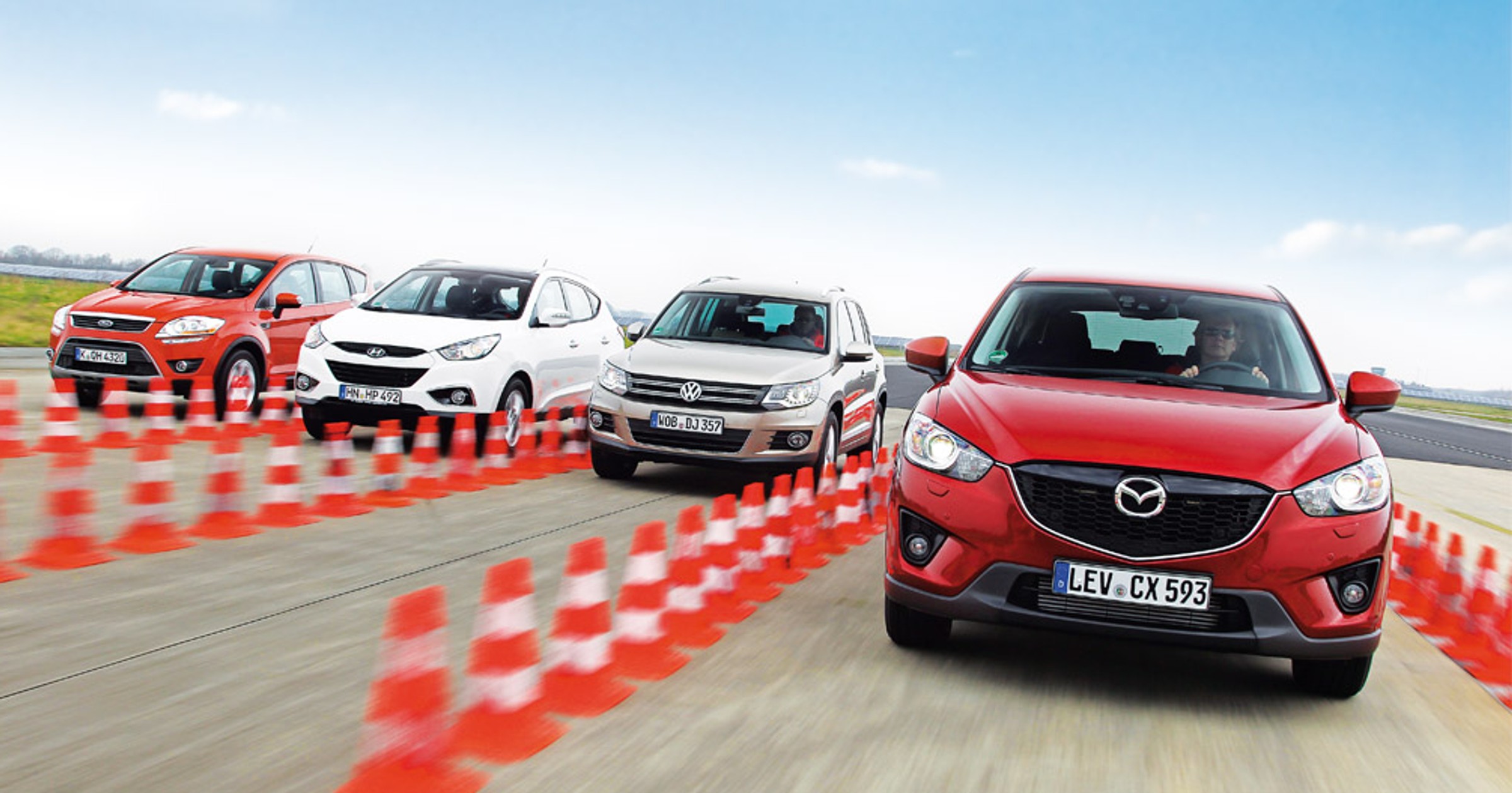 Mazda CX-5 kontra Volkswagen Tiguan, Hyundai ix35 i Ford Kuga: porównanie kompaktowych SUV-ów