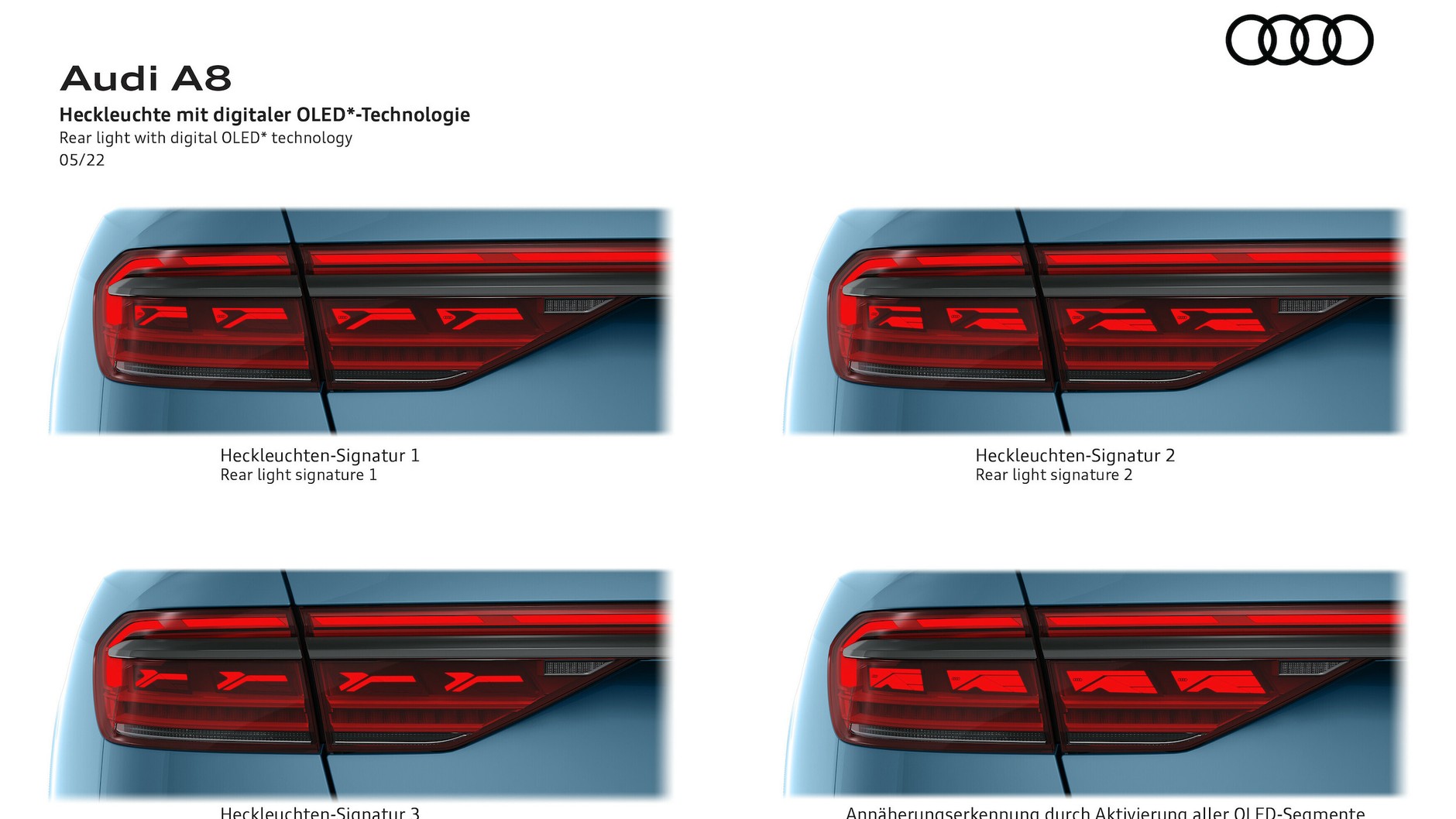 Audi A8 (2022 r., D5) – ilustracje techniczne – tylne światła OLED