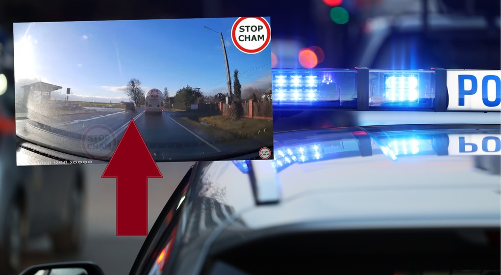 Niebezpieczne wyprzedzanie na skrzyżowaniu (fot. screen: Youtube/STOPCHAM)