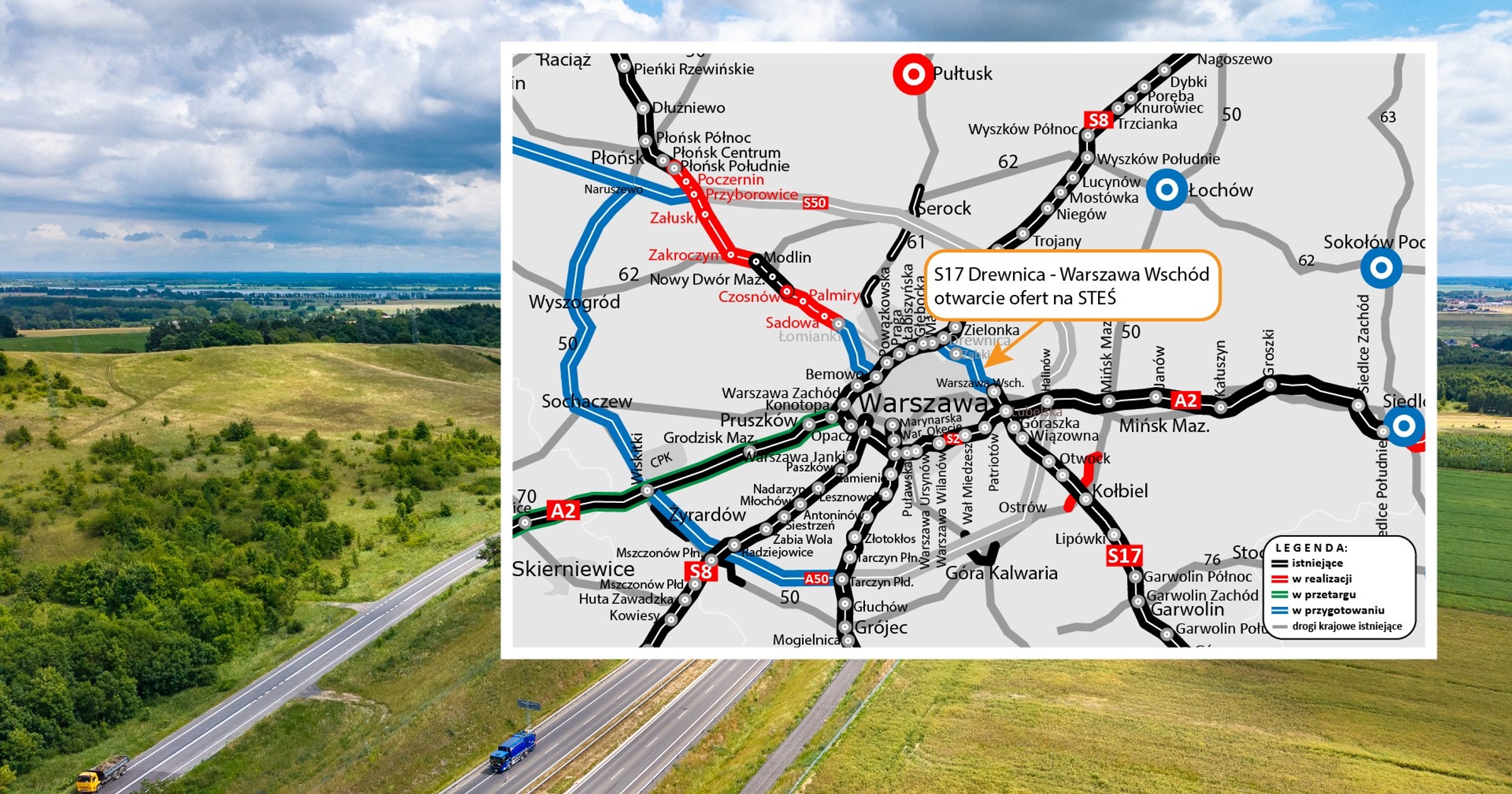 Droga S17 Wschodnia Obwodnica Warszawy - mapa