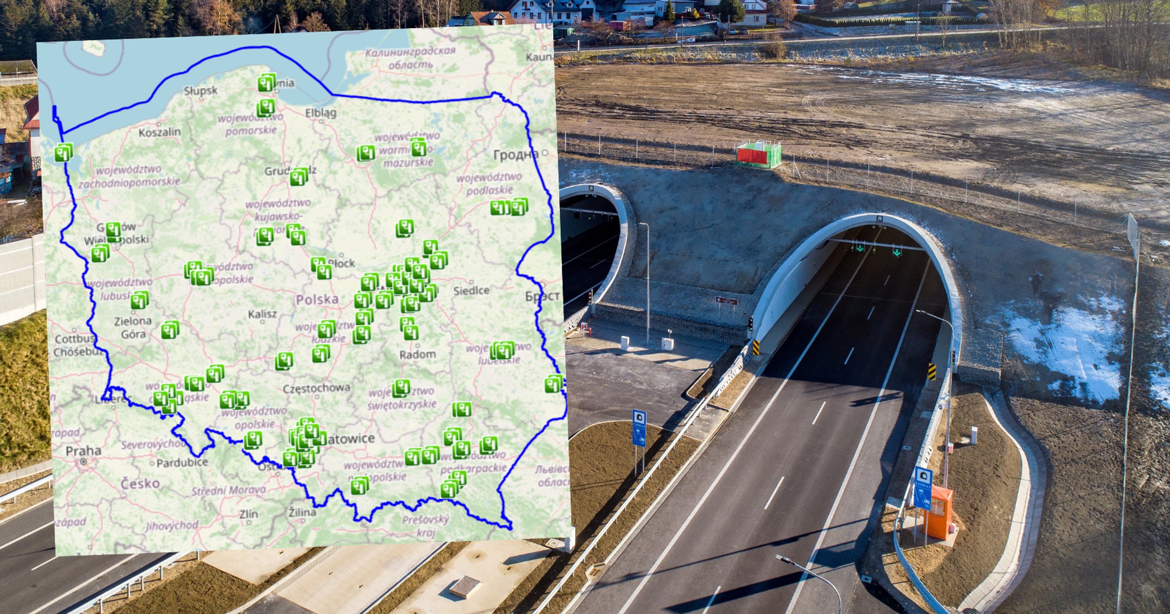 W Polsce jest ponad 60 odcinkowych pomiarów prędkości (OPP) (Zdjęcie mapy: www.canard.gitd.gov.pl)