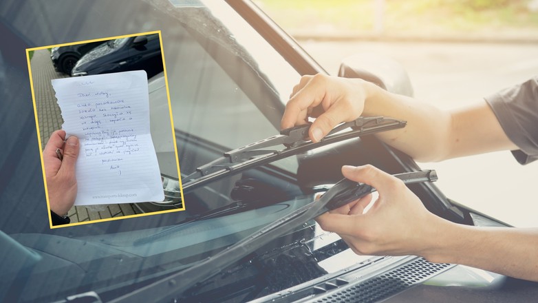 Kierowca w Poznaniu znalazł list za wycieraczką samochodu (screen: epoznan.pl/Facebook)