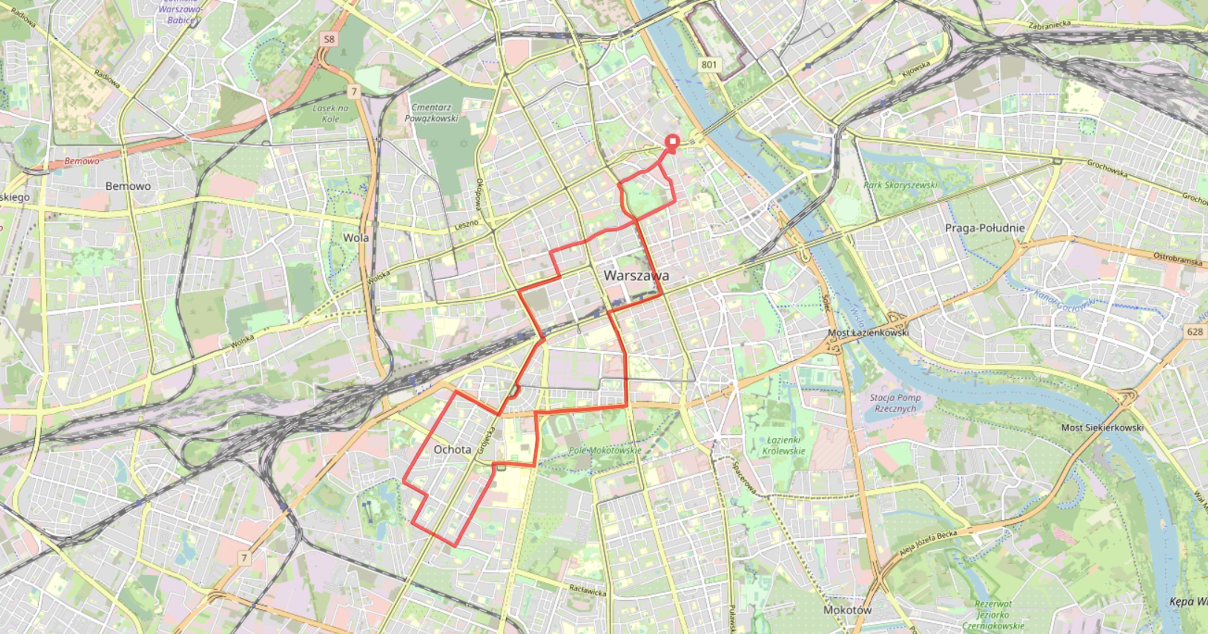 Masa Krytyczna - mapa piątkowego przejazdu rowerzystów