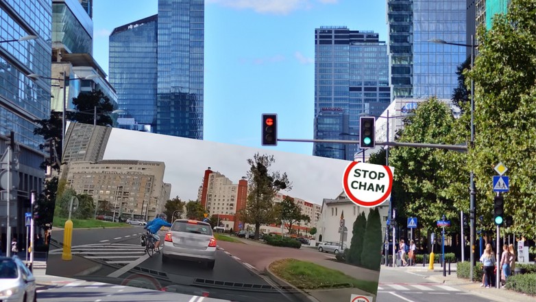 Warszawa. Rowerzysta uderzył w szybę samochodu