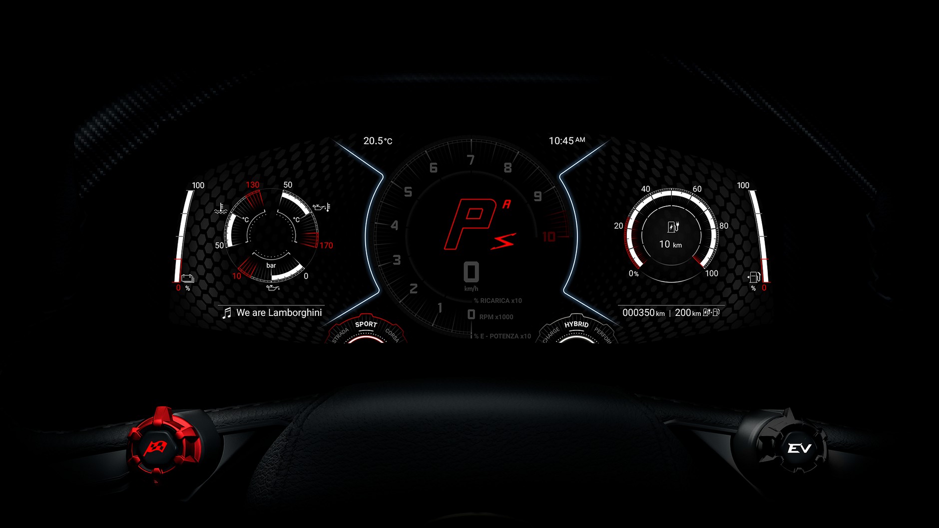 Wirtualne zegary hybrydowego Lamborghini LB744