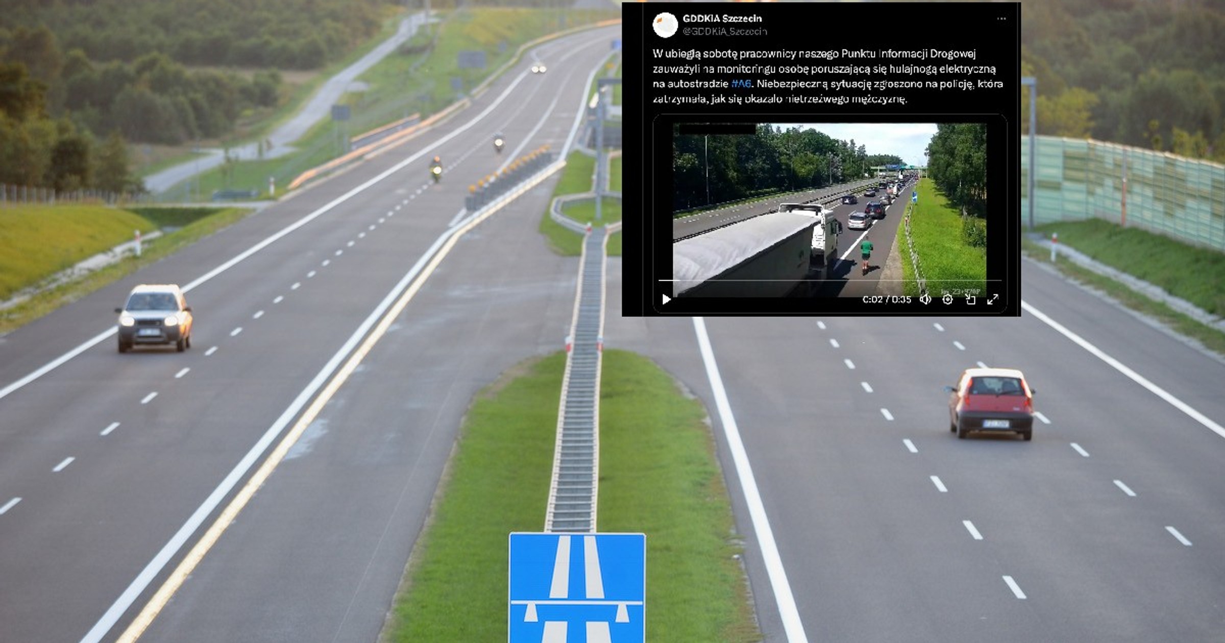 hulajnoga na autostradzie