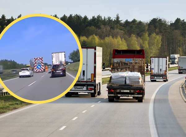 Kierowca nie zdążył zmienić pasa na A4. Tam czekała "ściana" [WIDEO]