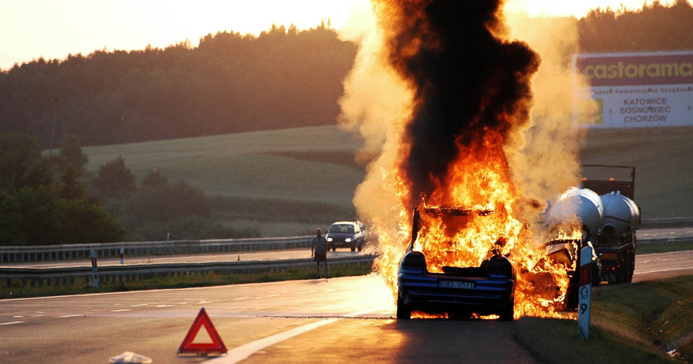 Pożar na autostradzie A4