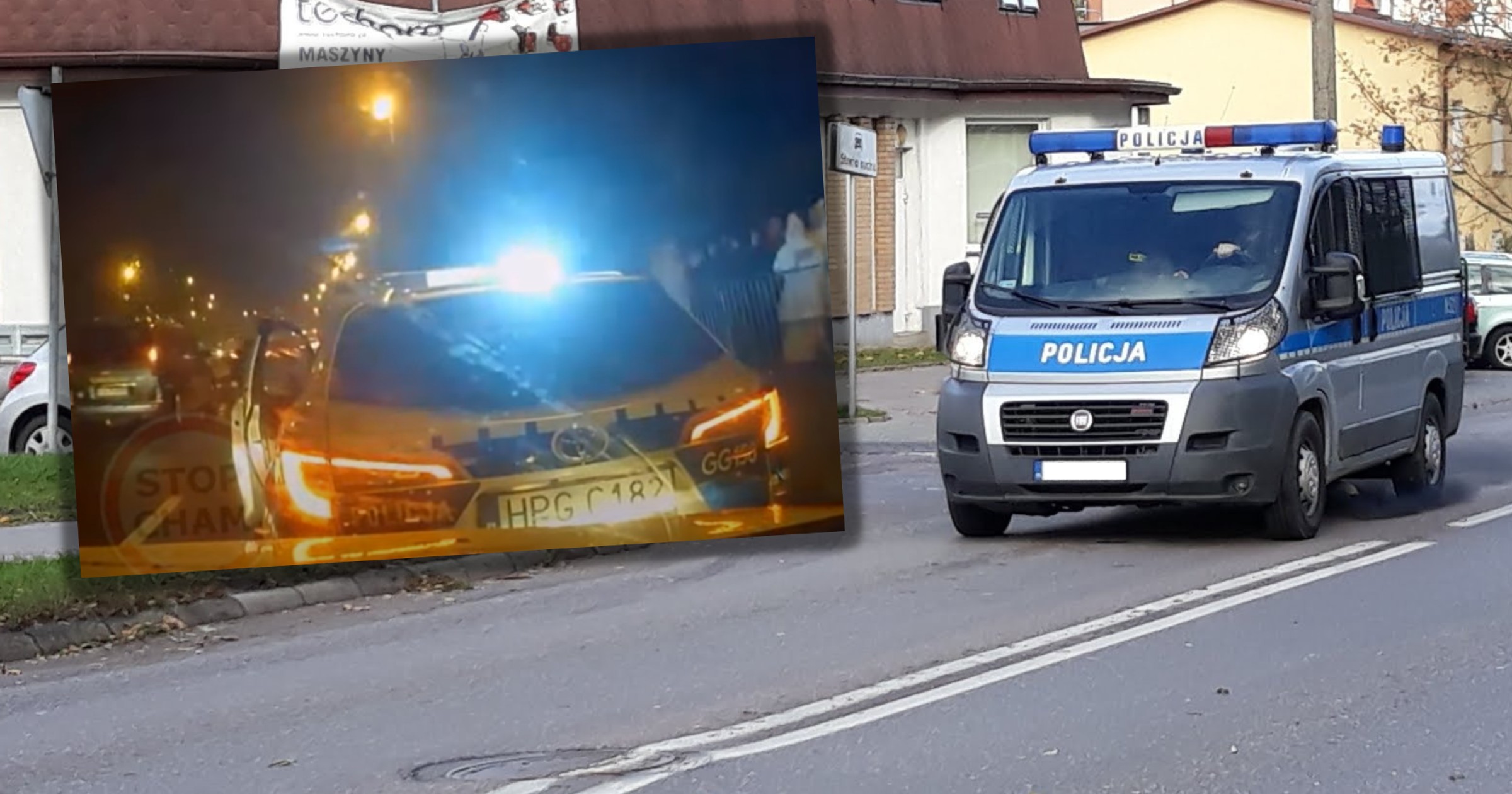 Policjant spowodował radiowozem kolizję. Dostał upomnienie (Screen: YouTube/Stop Cham)