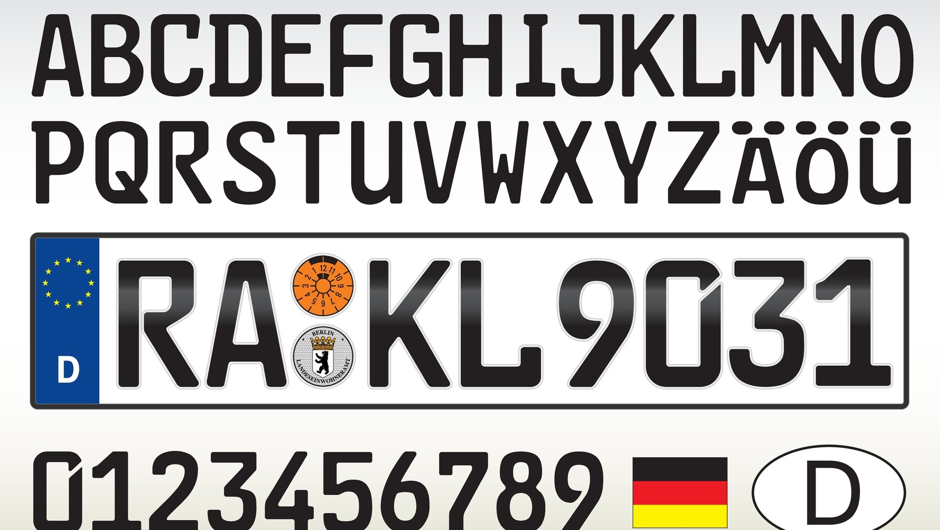 Czcionka FE-Schrift stosowana na niemieckich tablicach