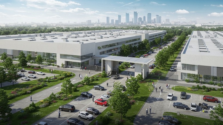 Wizualizacja nowoczesnej Fabryki Samochodów Osobowych w Warszawie na Żeraniu