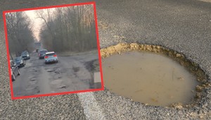 Łodź. "Krajobraz księżycowy" na dziurawej drodze wylotowej. "To jest niepojęte" [WIDEO]
