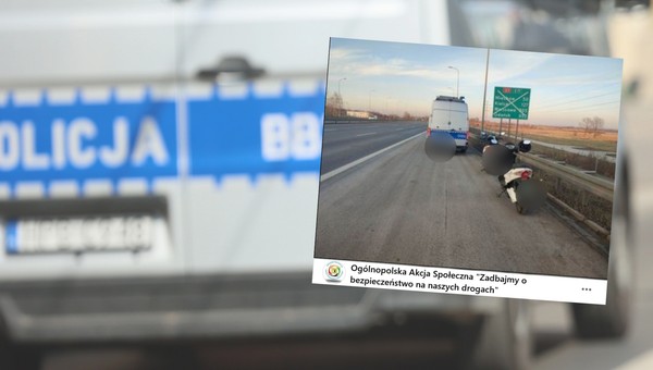 Policja interweniowała na autostradzie w woj. małopolskim (fot. screen z facebook.com/brdbp)