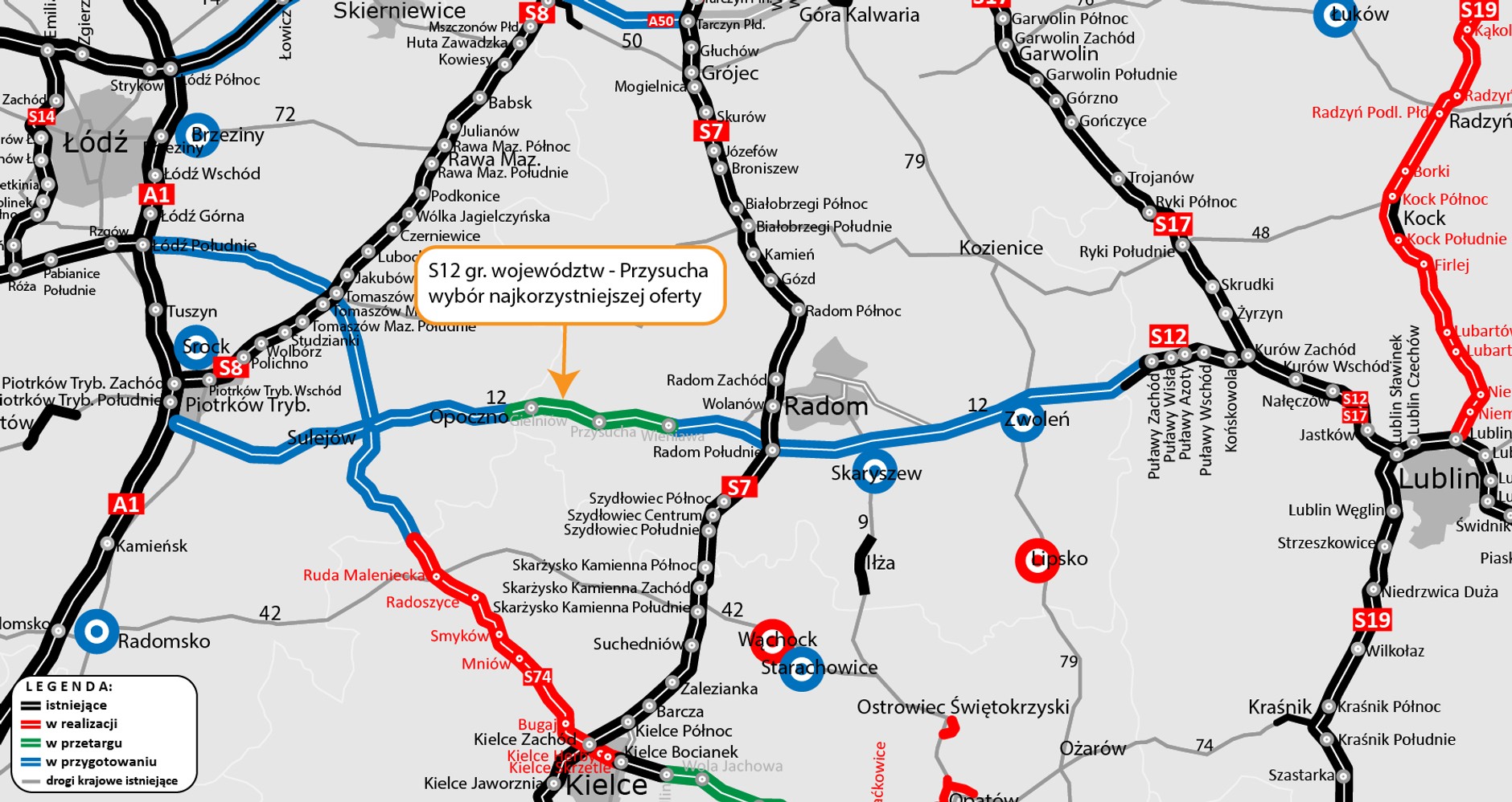 Wybór najkorzystniejszej oferty: S12 gr. województw — Przysucha