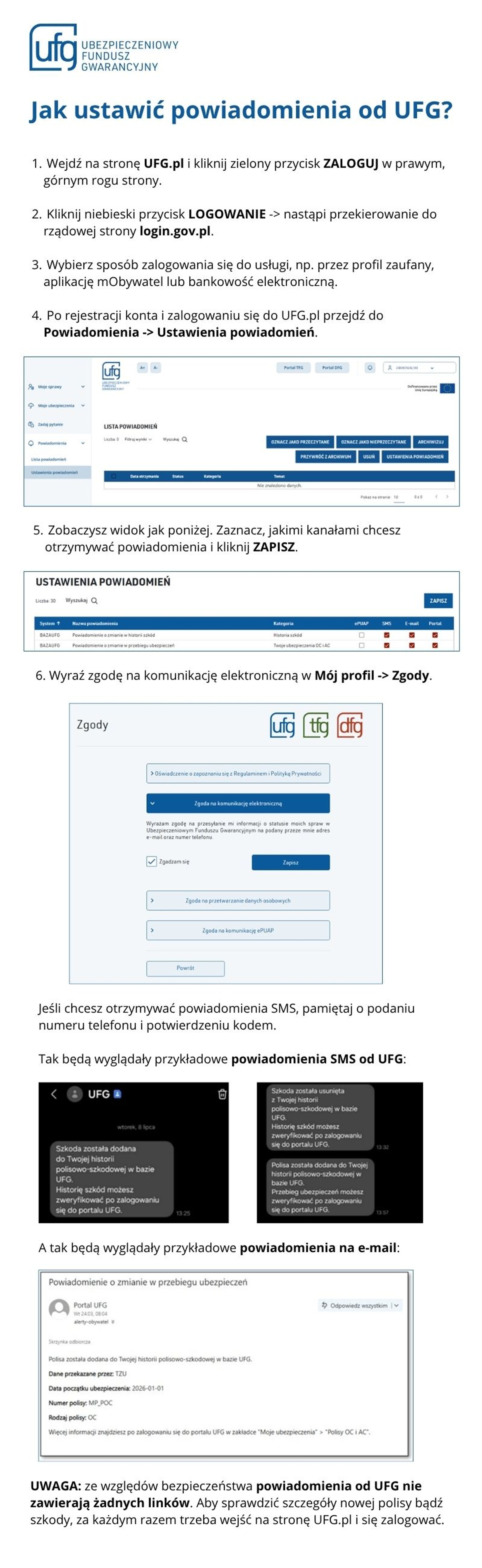 Instrukcja powiadomienia UFG o polisach i szkodach