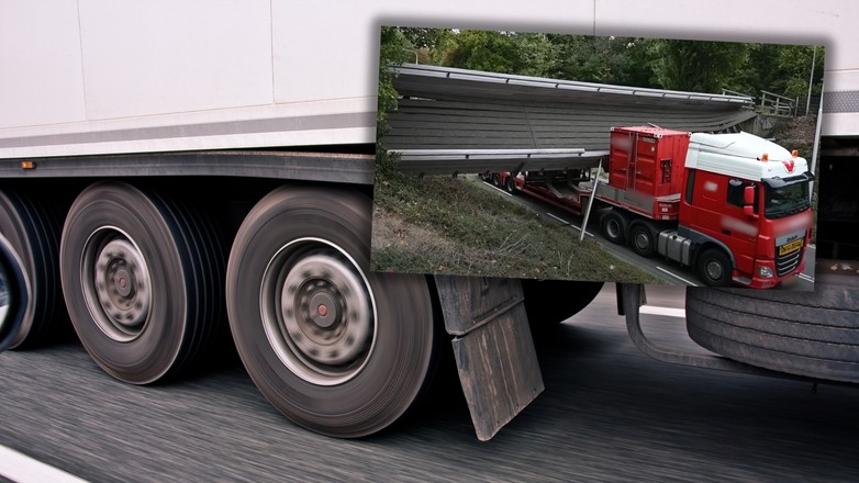 W holenderskim Tilburgu TIR podczas jazdy zerwał kładkę. Szedł po niej pieszy (Screen: YouTube/112Nederland)