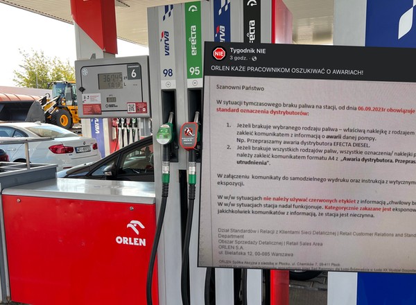 Tajemnicze awarie na stacjach Orlenu. E-mail z instrukcją dla pracowników