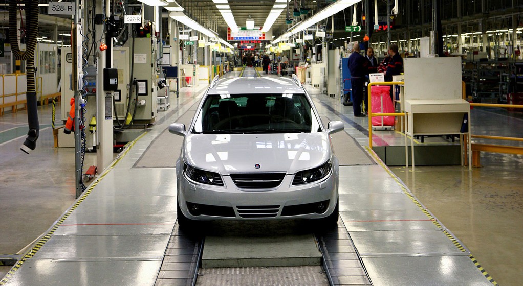 Fabryka Saaba w Trollhattan w Szwecji (linia produkcyjna modelu 9-5)