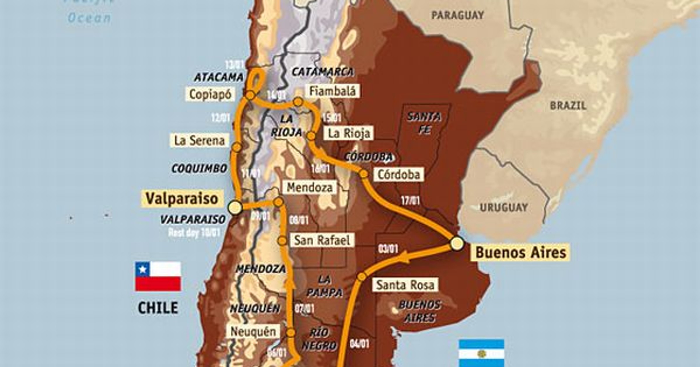 Dakar - mapa rajdu