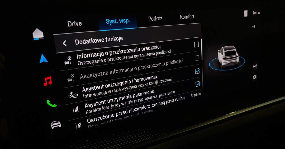 Dźwiękowa informacja o przekroczeniu ograniczenia prędkości